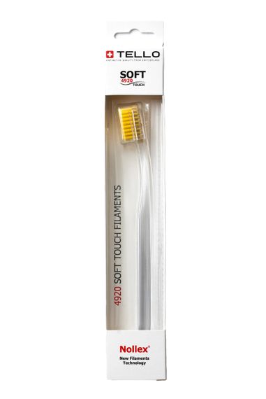 Зубна щітка Tello 4920 Soft White, d 0.12mm, жовтий