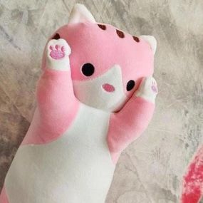 Мягкие игрушки подушки кот сосиска 110 см, Подушка в виде мягкой игрушки кошка, Кот батон валик FN-41
