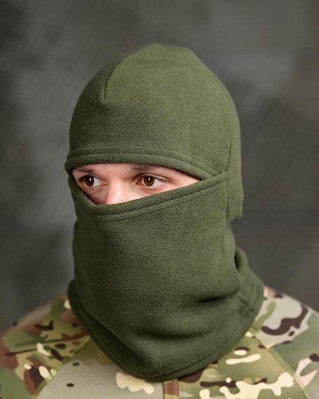 Флісова балаклава оливкова тактична маска для обличчя зимовий підшоломник для полювання риболовлі військова | Зображення 1