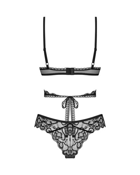 Комплект Obsessive Blomentis 2-pcs set, XL/2XL, мереживний, ліф із зав’язками на спині, трусики-сліпи | Зображення 3