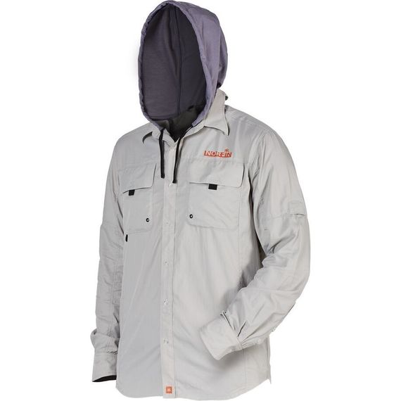 Рубашка Norfin Focus Hood Gray 657005-XXL летняя с длинным рукавом и капюшоном размер 2XL