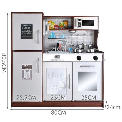 Детская деревянная кухня Kruzzel 22114 с посудой и светом, коричневая | Зображення 2