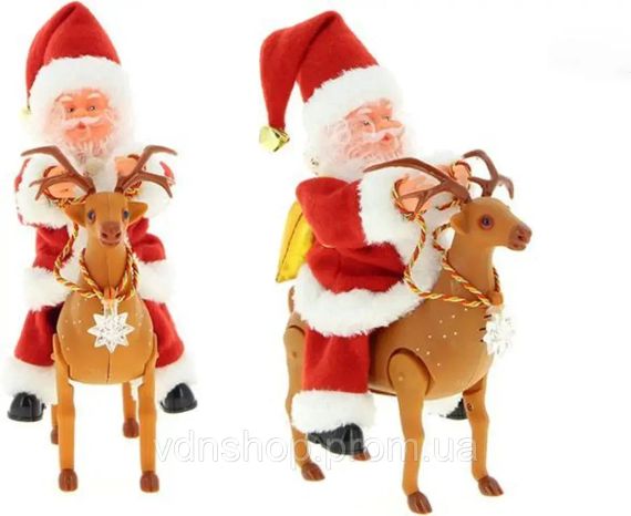 Игрушка Санта-Клаус верхом на олене /новогодняя игрушка | Зображення 4