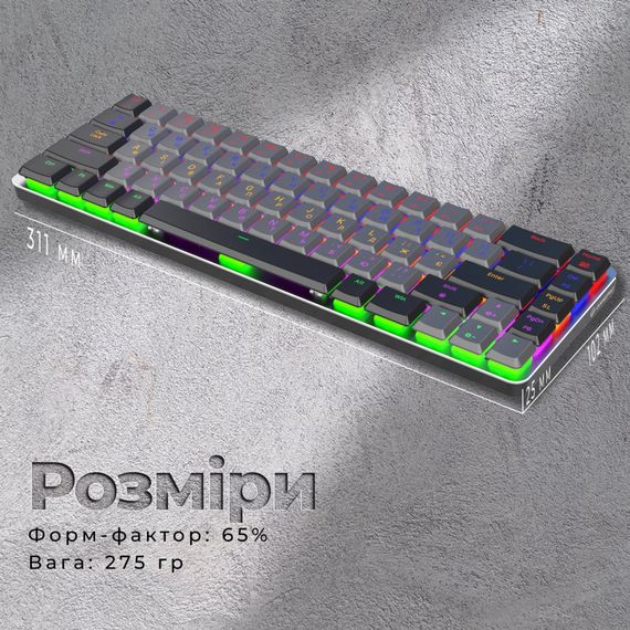 Клавіатура GamePro MK122R Red Swich Low Profile Wireless Dark Gray (MK122R) | Зображення 7