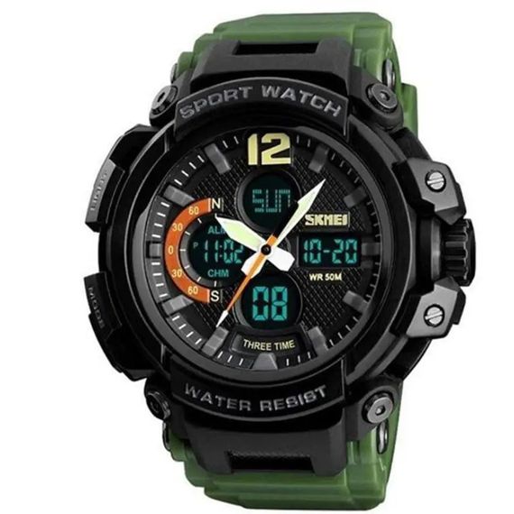 Годинник наручний чоловічий SKMEI 1343AG ARMY GREEN, годинник тактичний протиударний. CD-250 Колір: зелений