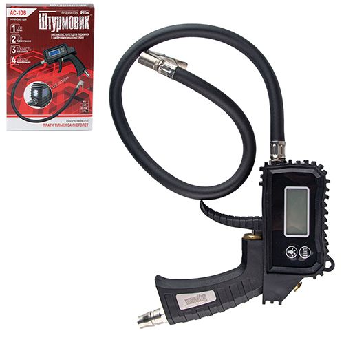 Манометр Штурмовик/АС-106/LCD дисплей/LED/psi-bar-кg/см2-kpa/0~10