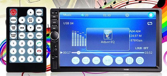 Универсальная автомагнитола 2 Din сенсорная, Bluetooth AMP 7018B, с пультом в комплекте | Зображення 2