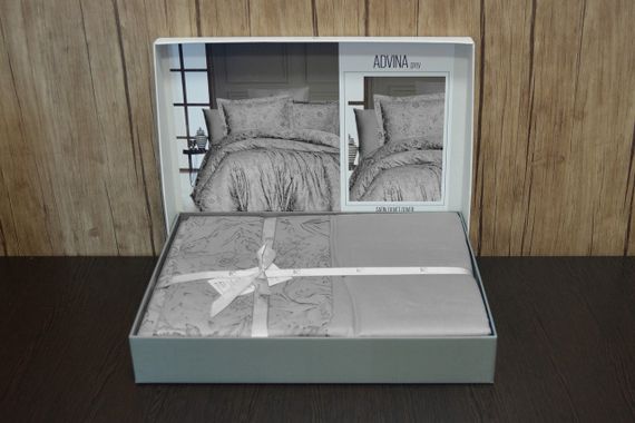 Постільна білизна First Choice Cotton Satin 160x220 см сімейний Advina Grey | Зображення 1