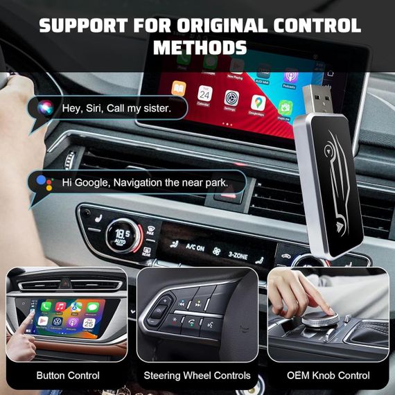 Бездротовий адаптер CarPlay Android Auto 2в1 для iPhone iOS 10+ Android 11+ з USB Type-C універсальний, карплей бездротовий | Зображення 2