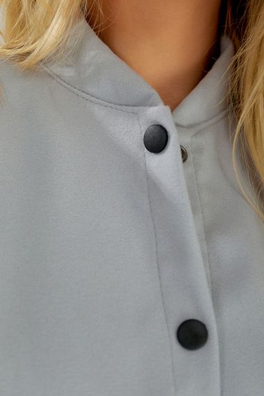 Бомбер женский искусственный кашемир, цвет серый, 257R325 | Зображення 7