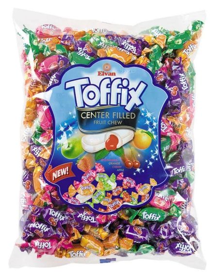 Жевательные конфеты TOFFIX Mix 1 кг - фруктовое ассорти с жидким центром