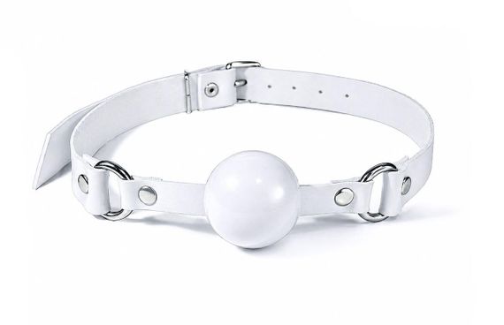 Кляп силіконовий Feral Feelings Silicon Ball Gag White/White, білий ремінець, біла кулька Sex Aura