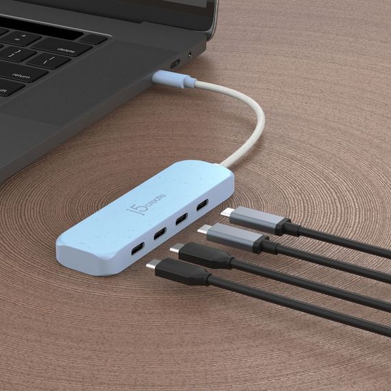 Хаб J5create JCH345EC-N USB-C на 4 USB-С, блакитний | Зображення 4