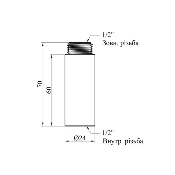Подовжувач Karro SM 1/2" ВЗ, L=60 мм нікельований | Зображення 1
