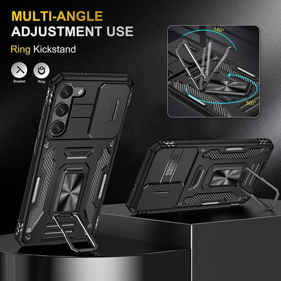Ударопрочный чехол Camshield Army Ring для Samsung Galaxy S21 FE Черный / Black | Зображення 2