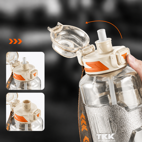 Спортивная бутылка TKK 1500 мл (1.5 л) - Белая Tritan BPA-free, ударопрочная эко-бутылка с антискользящей вставкой | Зображення 4