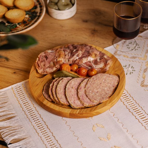 Менажниця дерев'яна 25 см кругла на 2 секції T45W250 | Зображення 3