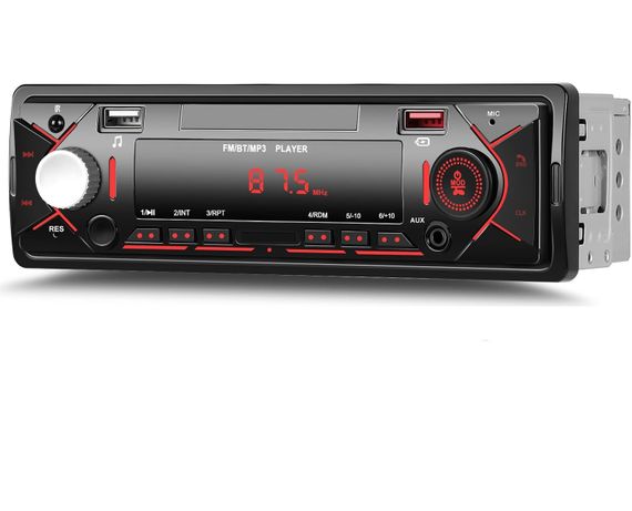Автомагнитола 1DIN Podofo A3958 с Bluetooth, FM | автомобильный MP3 плеер с радио, USB, AUX, стерео, black