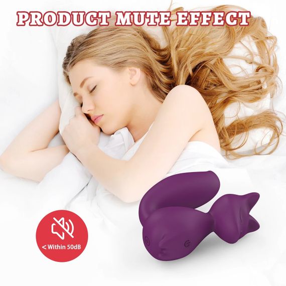 Міні-вібратор кліторальний Every Night Toys Doris у формі лисиці фіолетовий, 10 режимів вібрації Sex Aura | Зображення 5