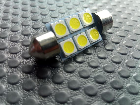 Лампа світлодіод з/ц 12V C5W 36 мм AC 6SMD (50 х 50) біла | Зображення 1