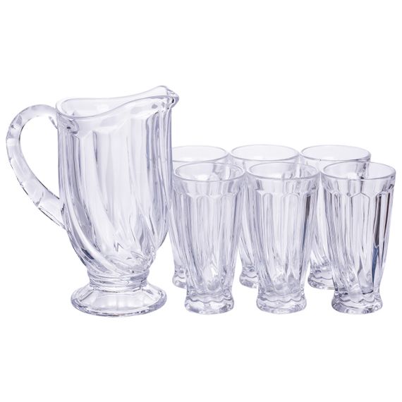 Набір глечик 1 л зі склянками 6 (шт) по 300 мл для напоїв Прозорий HP-19-24