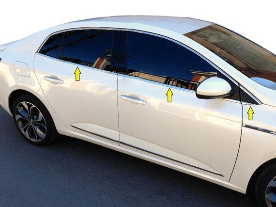 Нижня окантовка вікон (Sedan, 6 шт, нерж) OmsaLine - Італійська нержавійка для Renault Megane IV 2016-2024 рр