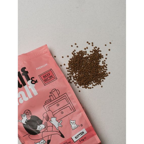 Корм сухий HalfHalf для кошенят з яловичиною 2 кг | Зображення 4