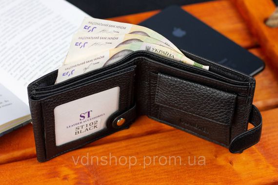 Класичне чоловіче портмоне з натуральної шкіри ST Leather ST102 Чорний | Зображення 8