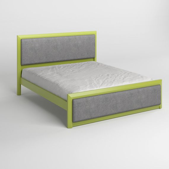 Полуторне дерев&#039;яне ліжко Mebigrand Барселона Б4 Лайм (S3050G70Y)/Аляска 93 (Сірий) 120х190 см (MBG-14068) | Зображення 1