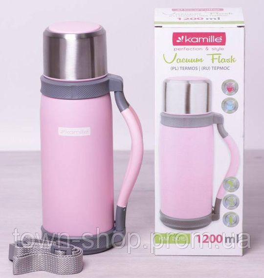 Термос Kamille Perfection&Style 1200мл с ремешком и ручкой KM-2015 | Зображення 1