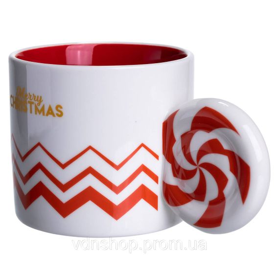 Чашка фарфоровая новогодняя Merry Christmas 350 (мл) Белая с красным Yiwu FM-CS-51WR | Зображення 3