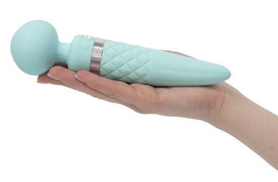 Вибромассажер 2в1 PILLOW TALK - Sultry Teal, классический массажер и вибратор с ротацией, подогрев | Зображення 6