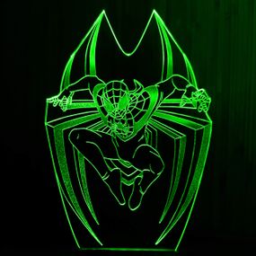 Акриловий світильник-нічник Людина-Павук 2 (Spider-Man) зелений tty-n001067
