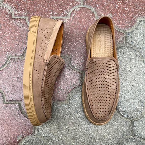 Бежеві чоловічі мокасини з перфорацією 40 41 42 44 розмір | Зображення 9