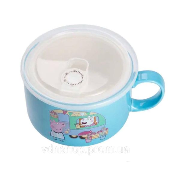 Миска для локшини порцелянова 770 мл із герметичною кришкою, блакитна HP-15-15 | Зображення 1