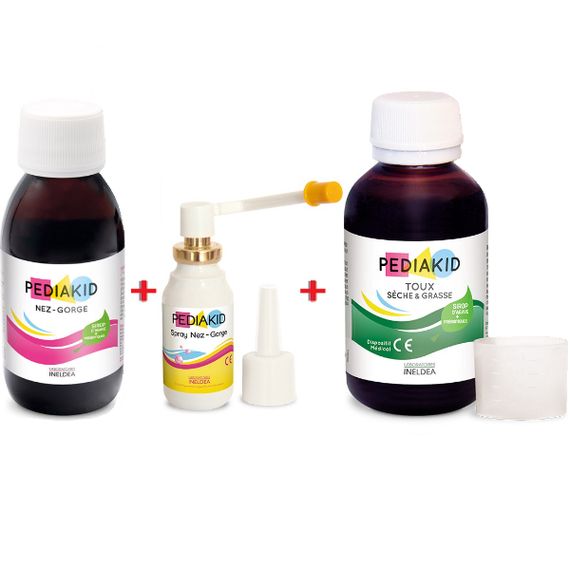 Протизастудний засіб для дітей Pediakid Комплекс "Соплі та кашель" Nez Gorge 125 ml Honey and Lemon + Nez Gorge Spray 20 ml + Toux seche et grasse 125 ml Lemon