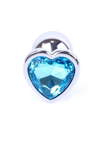 Анальний затор Boss Series - Jewellery Silver Heart PLUG Light Blue S, BS6400049 sexstyle | Зображення 1