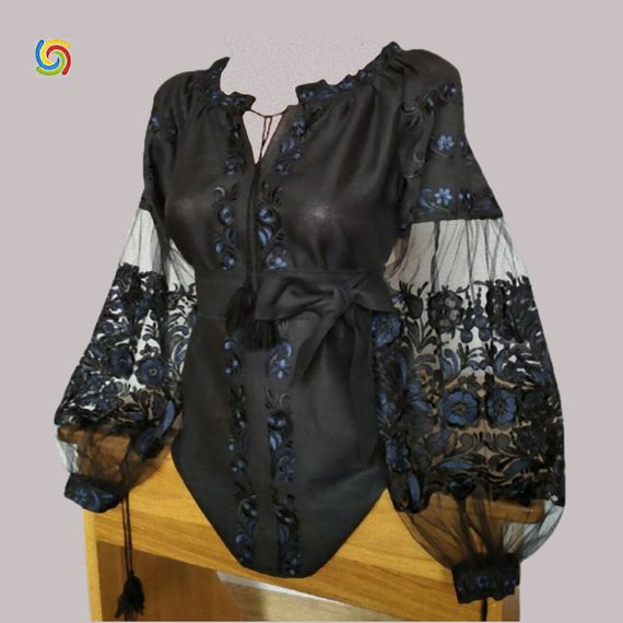 Рубашка Украинская вышиванка 026147 цвет чёрный размер L/XL