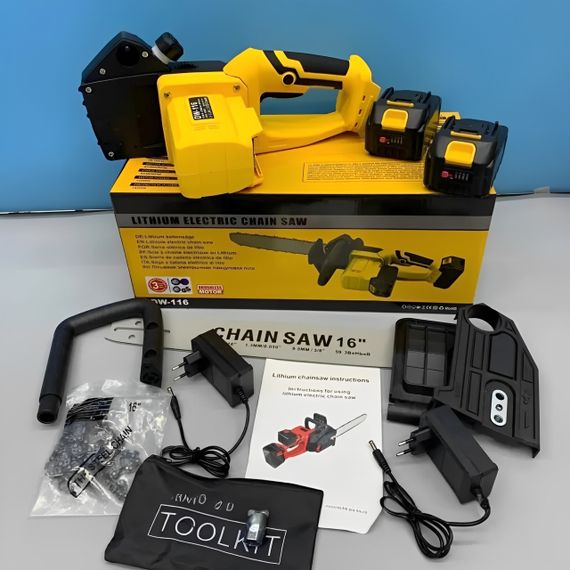 Акумуляторна ланцюгова пила Жовта 2 акумулятори 18 В, 16" Electric SAW, Електропила на акумуляторі | Зображення 6