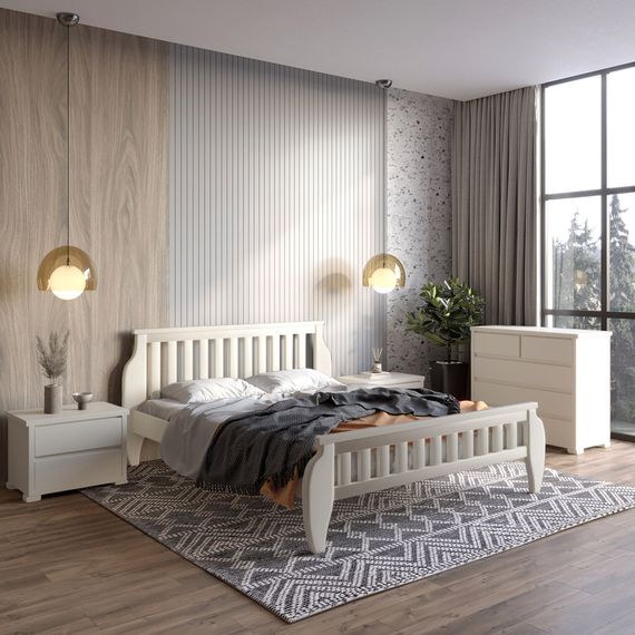 Односпальне дерев'яне ліжко Mebigrand Прага Айворі (S0505Y30R) 90х200 см (MBG-7068)