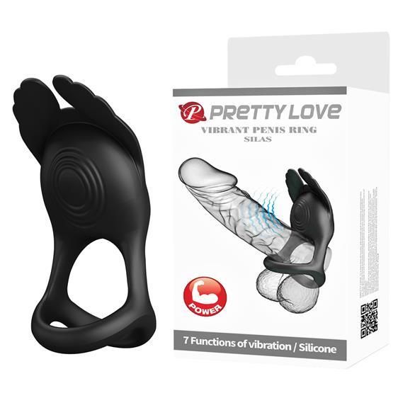 Эрекционное кольцо - Pretty Love Silas Vibrant Penis Ring Black sexstyle