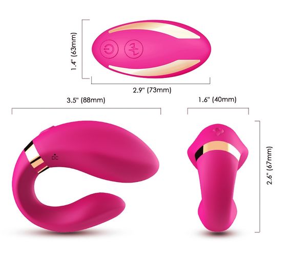 Вибромассажер для пар Boss Series с пультом ДУ - Couple Vibrator Pink USB 9 Function, BS5200030 sexstyle | Зображення 7