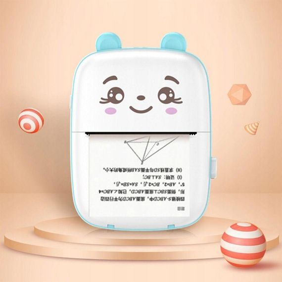 Портативний міні принтер з Bluetooth + 1 рулон паперу, Блакитний / Дитячий термопринтер для друку з телефону / Бездротовий принтер | Зображення 4