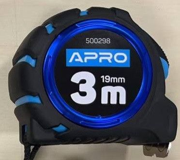 Рулетка магнітна гумова автостоп, подвійний зачіп 3 мх19 мм APRO