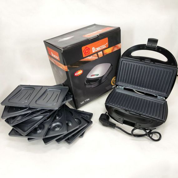 Мультипекар 6в1 зі знімними формами Domotec MS-7706, сендвічниця 4в1, домашній гриль для шаурми | Зображення 2