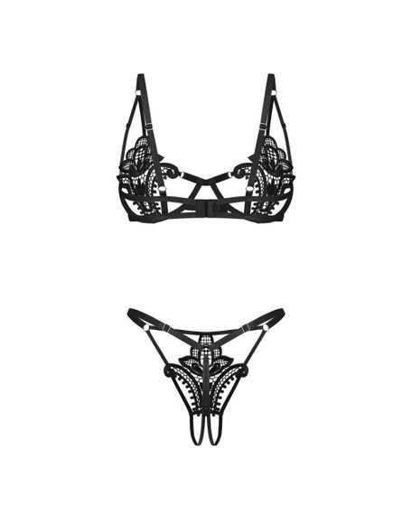 Комплект Obsessive Luise Sublim Black 2-pcs crotchless set L/XL Sex Aura | Зображення 5