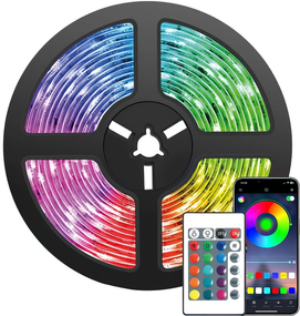 Светодиодная лента Smart RGB 5050, 5 вольт, IP20, 5 метров, управление через приложение и пульт