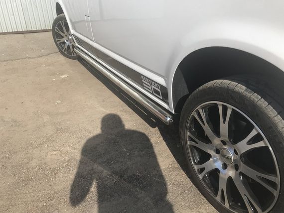 Боковые трубы (2 шт, нерж) 70мм, Короткая база для Volkswagen T5 Transporter 2003-2010 гг | Зображення 3
