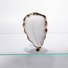 Фарфоровое блюдо для сервировки стола 37×13×2.5 (см) блюдо для подачи закусок Белое с золотом CJY-145