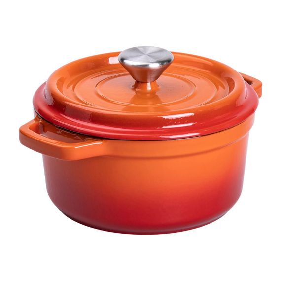 Кастрюля чугунная эмалированная 2 л с крышкой Ø20 см Оранжевая HP-1-2O | Зображення 1